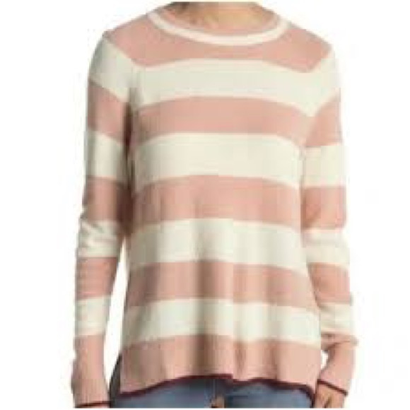 Lush Sweaters - NWOT lush pink and cream striped‎ lightweight sweater size medium